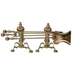 Antique English brass fire-tools