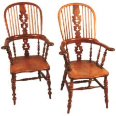 Yew wood Windsor armchairs