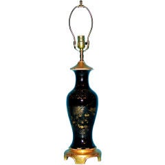 Chinese black and gilt vase as lamp