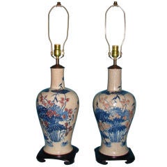Antique Large Chinese Blue Vases as Lamps