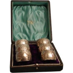 Set of 6 silverplate and gilt napkin rings