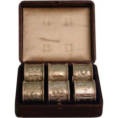 Antique Set of 6 silverplate and gilt napkin rings