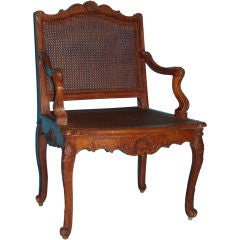 Louis XV  Beechwood Caned Armchair