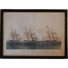 Vintage Currier & Ives "The Great Ocean Yacht Race"