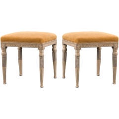 A Pair of Swedish Neoclassical Gray and White Painted Stools