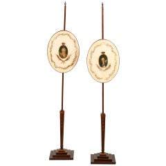 PAIR OF GEORGE III POLESCREENS