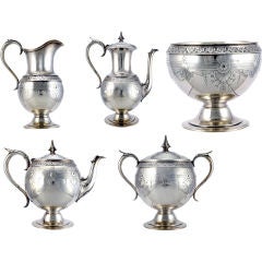 Antique Krider 5 Pc Set Sterling Silver Aesthetic 98 ozs.