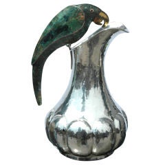 LOS CASTILLO PARROT SILVER-PLATE WATER PITCHER MEXICAN