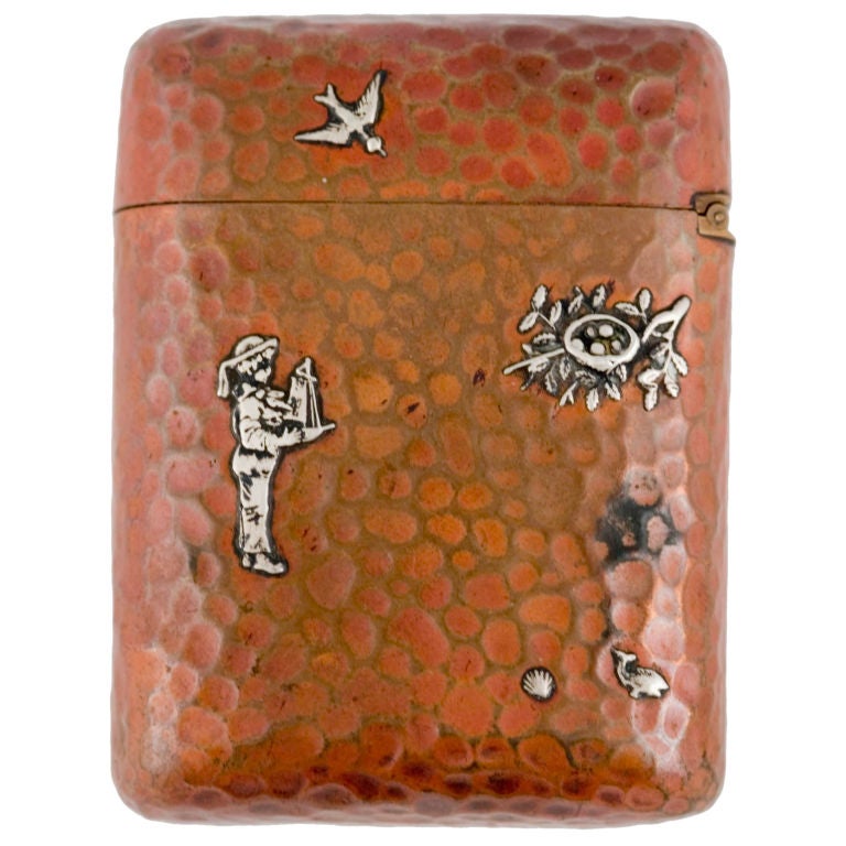 Antique 1883 Gorham Mixed Metal Case in Sterling Silver & Copper