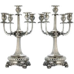 superb TIFFANY pr ANTIQUE CANDELABRA STERLING SILVER 1885 108oz