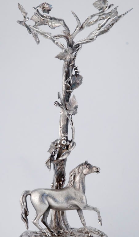 ANTIQUE 3-D FIGURAL HORSE CENTERPIECE SUPER CUT GLASS ELKINGTON