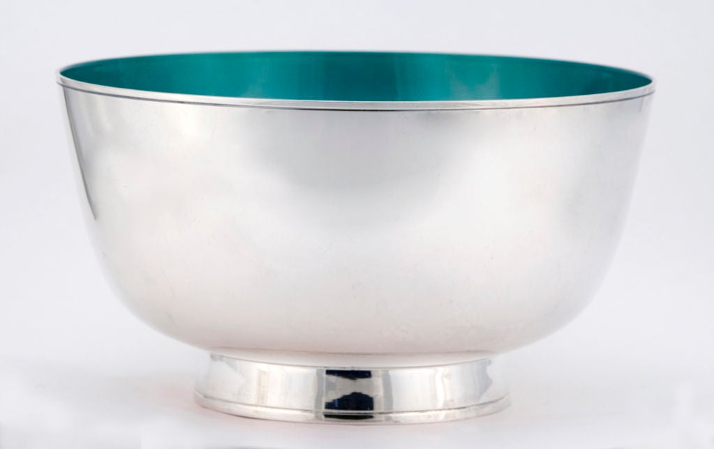 American Museum Qality Towle Sterling Silver Enamel Punch Bowl 12 Cups For Sale