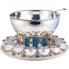 CARTIER ONC (1 of 10) Punch Bowl Set Sterling Silver w/ 12 Cups Enamelled 1969 3