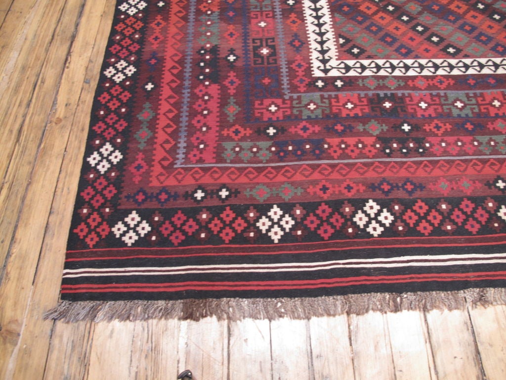 Hand-Woven Large Afghan, Uzbek Kilim Rug For Sale