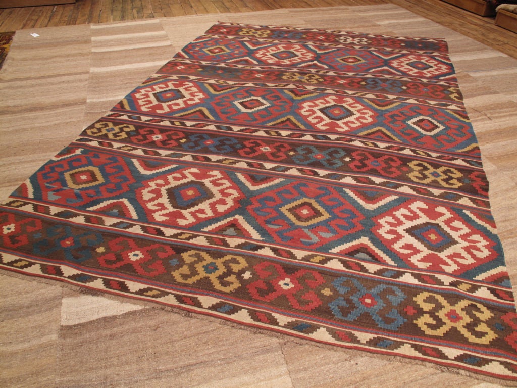 Antique Shahsavan Kilim rug. Very good, older example of a well-known type of rug from the Caucasus.