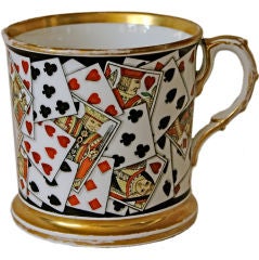 Vintage English Porcelain Playing Cards Coffee Can (Mug) Possibly Derby
