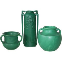 Collection Awaji Art Pottery Vases with Matte Green Glaze
