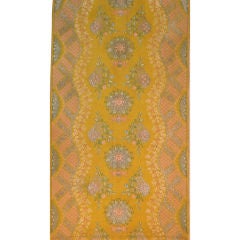 Antique French c. 1700-1730 yellow ground silk brocade
