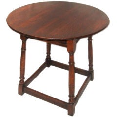 Turn of the Century Round Oak Side Table