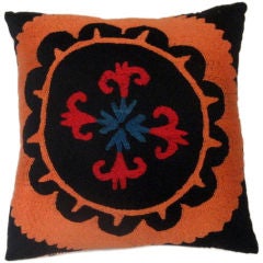 Vintage Orange Suzani Pillow
