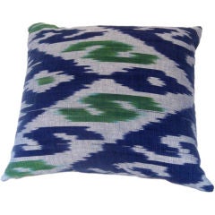 Blue and Green Ikat Pillow