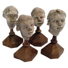 Set of Four 18th Century Miniature Busts on Stands