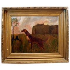 19th Century Primitive Painting of a Dog