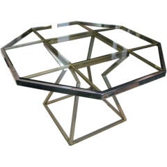 Vintage Brass and Glass Octagonal Center Table