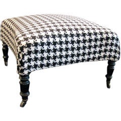 Vintage Black and White Houndstooth Ottoman