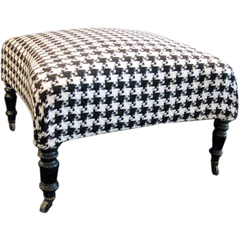 Vintage Black and White Houndstooth Ottoman