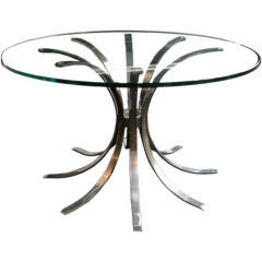 1960's French Chrome Tulip Form Pedestal Table