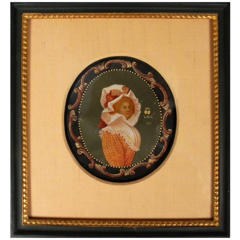 Fine  miniature  portrait on vellum For Sale