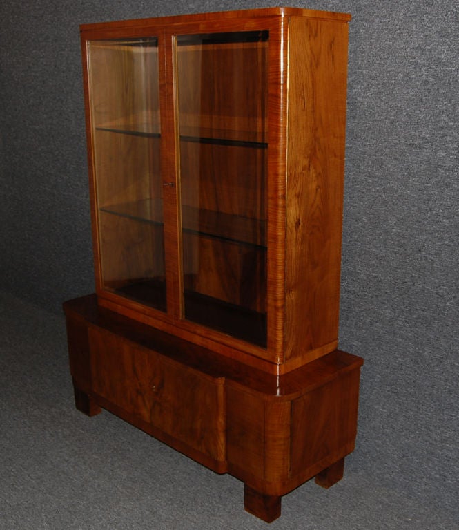 Rosewood Swedish Art Deco China Curio Vitrine Cabinet