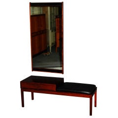 Danish Modern Foyer Console Bench and Mirror by Borge Mogensen