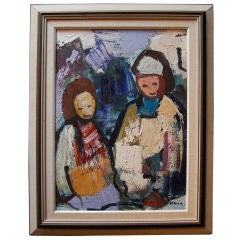 Vintage Swedish Painting "Children" by Falck