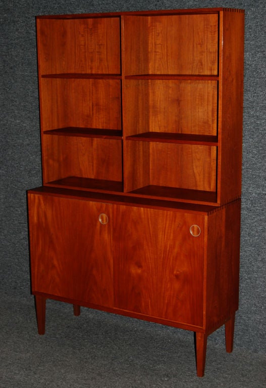 Mid-Century Modern Swedish Modern Teak Bookcase Hutch Cabinet