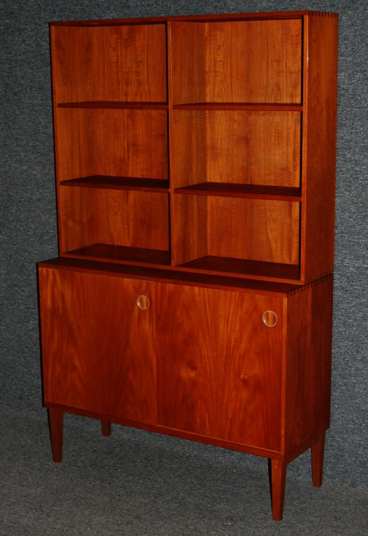 Mid-Century Modern Swedish Modern Teak Bookcase Hutch Cabinet