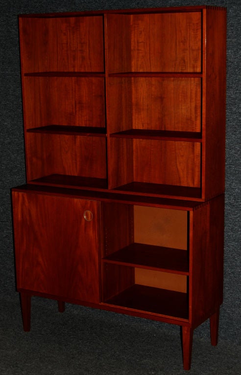 Mid-20th Century Swedish Modern Teak Bookcase Hutch Cabinet