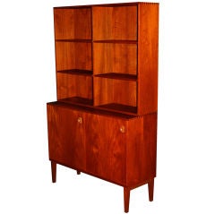 Vintage Swedish Modern Teak Bookcase Hutch Cabinet