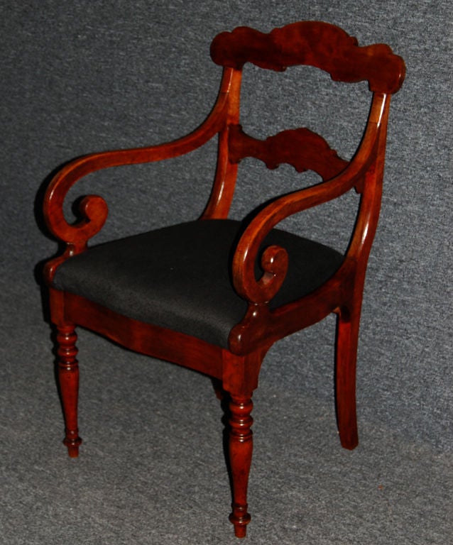 Hand-Carved Antique Swedish Karl Johan (Biedermeier) Arm Chair