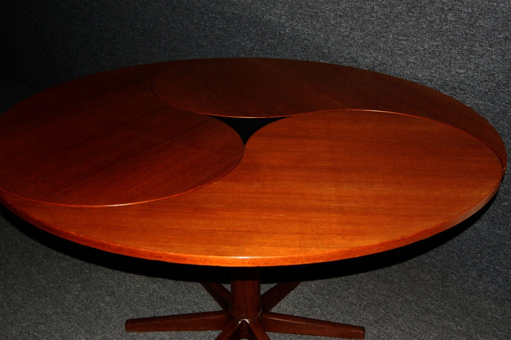 Danish Mid-Century Modern Yin-Yang Teak Round Oval Dining Table 2