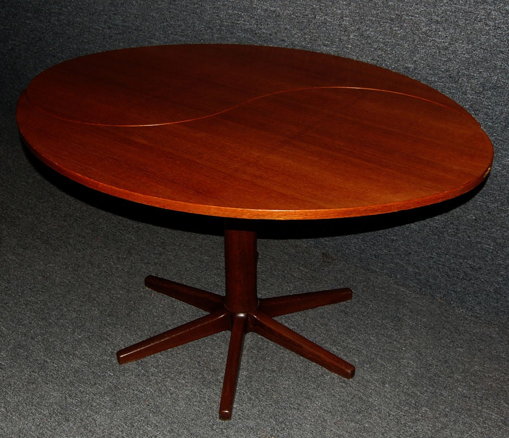 Danish Mid-Century Modern Yin-Yang Teak Round Oval Dining Table 1