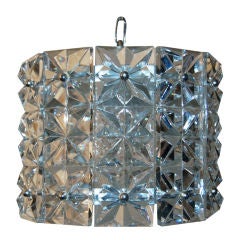Vintage Swedish Faceted Crystal Pendant Chandelier