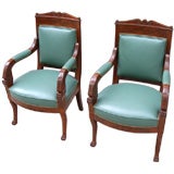 Antique Pair of Empire Mahogany Arm Chairs