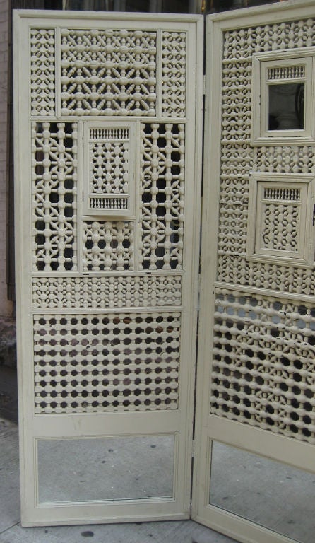 Elaborate 3 Fold Painted Screen