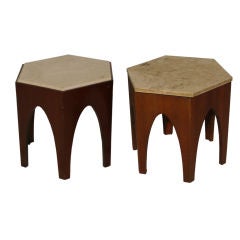 Pair of Hexagon Mahogany Tables