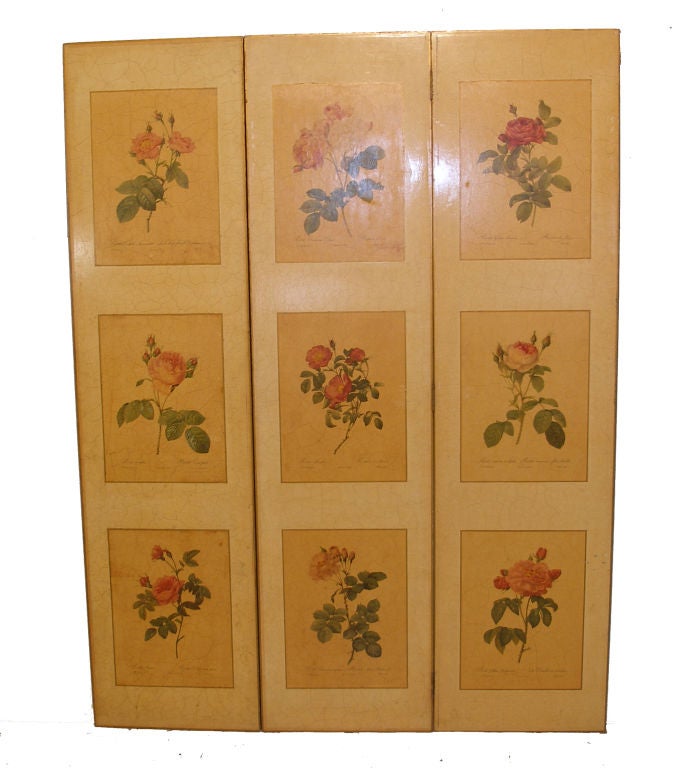Floral Three Panel Screen