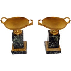 Pair of Bronze Doré and Marble Compotes