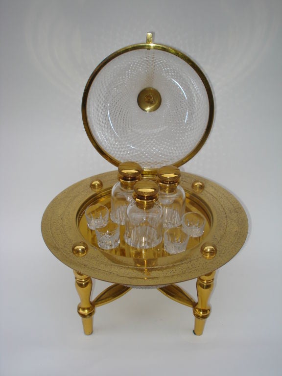 Bronze and Cut Glass Globe Form Tantalus 1