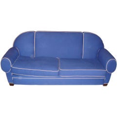 Blue and White Upholstered Sofa